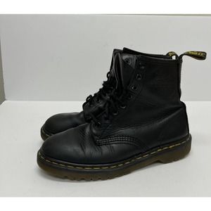 Dr. Martens Men's Lace-Up Leather Boots Size 7 Black Round Toe